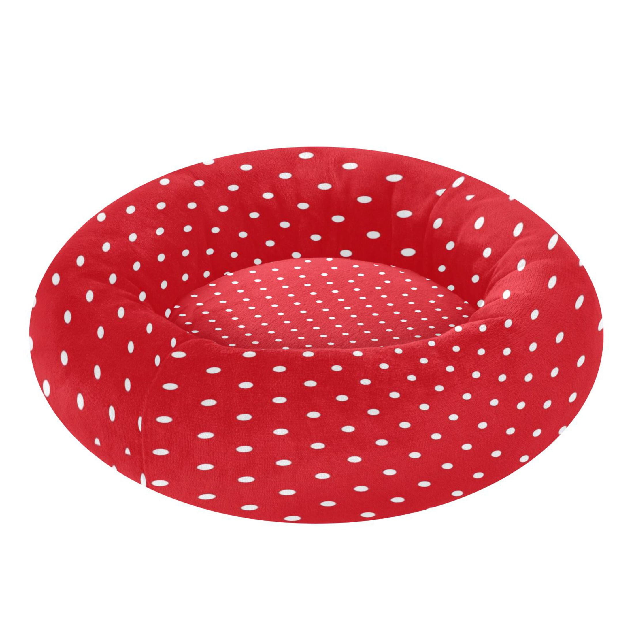 Iauyy Pet Couch Donut Cat Bed for Indoor Cats/Small Dogs Washable & Machine with Non-slip Bottom Calming Cat Furniture, Simple Polka Dots (S)