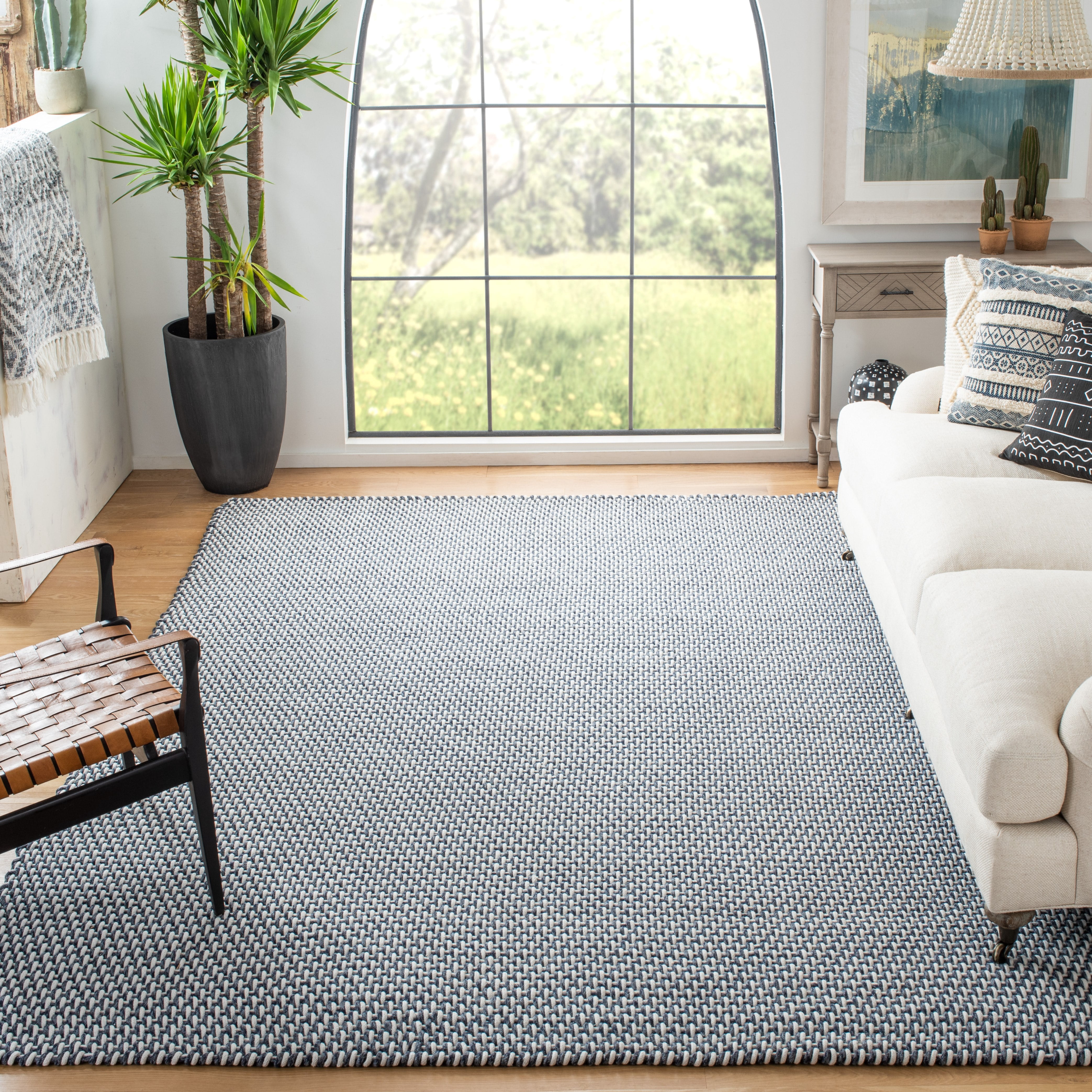 SAFAVIEH Salem Corynn Solid Cotton Area Rug, Dark Blue, 8' x 10'