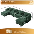 thumbnail image 2 of Wiilayok 145" U Shaped Sectional Sofa,Chenille Cloud Modular Sectional Sofa Couch Set with Double Chaise,Central Console,Cup Holder for Living Room,Green, 2 of 11