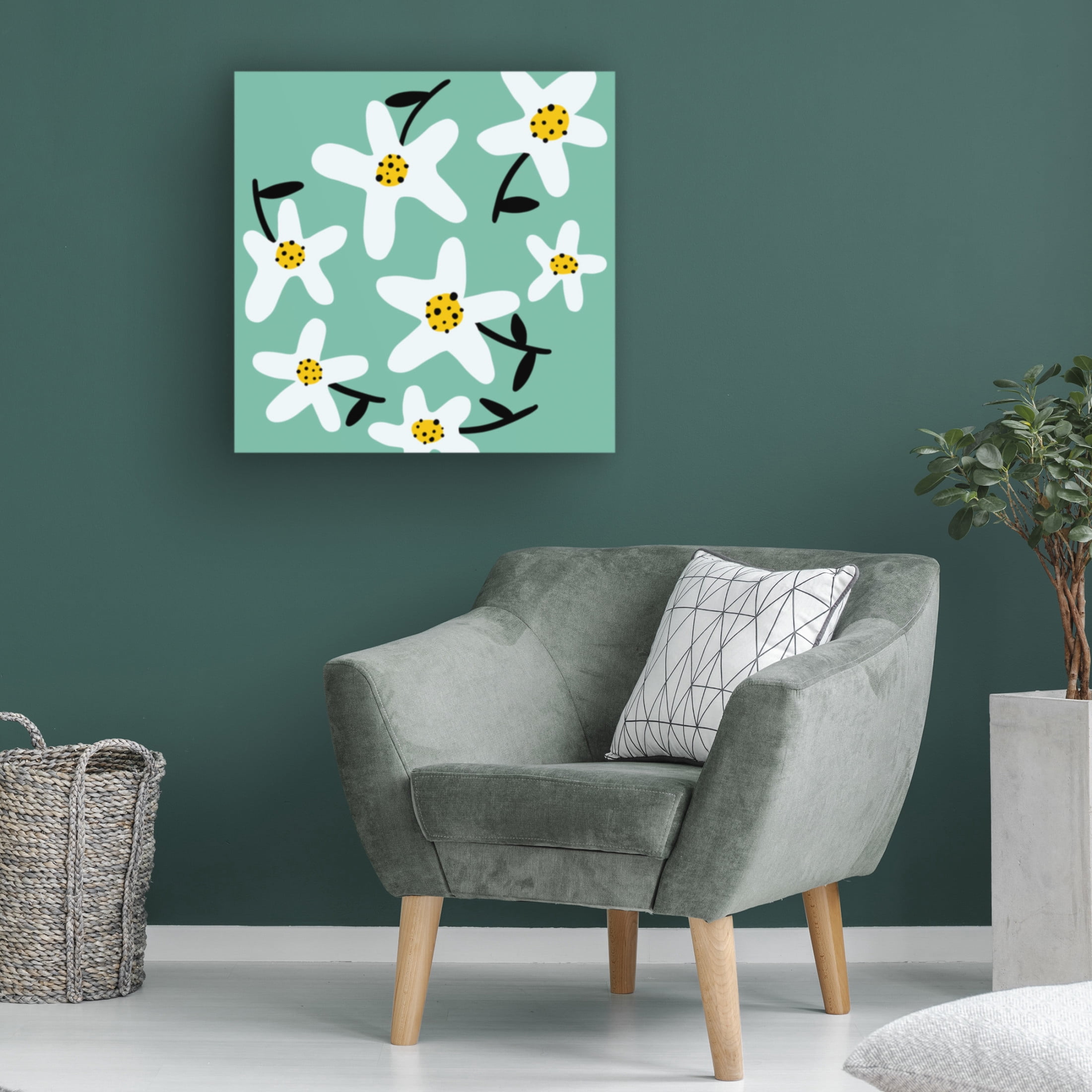Canvas Wall Art - Rebekah Ewer 'Daisy Rounds II' Wall Art for Living Room, Bedroom, or Office Décor by Trademark Fine Art - 18 x 18 Inches