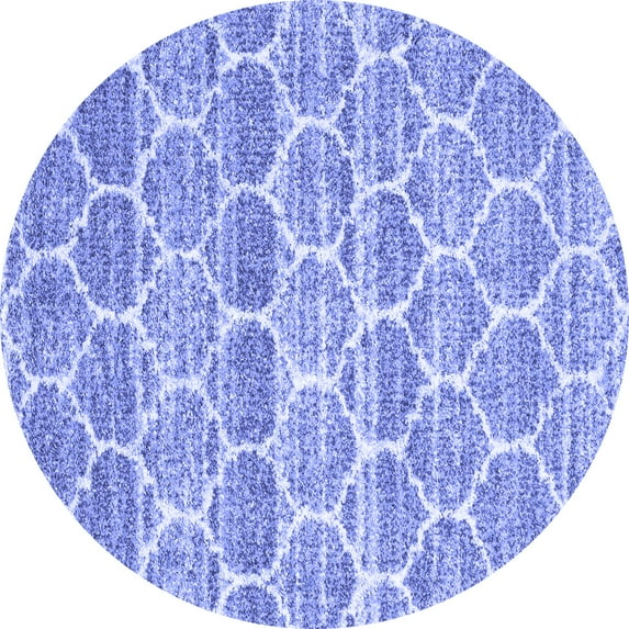 Ahgly Company Indoor Round Trellis Blue Modern Area Rugs, 6' Round