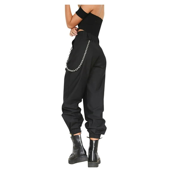 Sngxgn Women Pants Stretchy Work Slacks Casual Straight Leg Trousers with Pockets(Black,M)