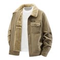 thumbnail image 6 of Zedker Men's Winter Coat Thick Thermal Cotton Warm Fleece Lined Coat Trucker Lapel Work Cargo Coats for Men Brown L, 6 of 10