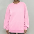 thumbnail image 3 of Dwellite Oversized Sweatshirts for Women Crewneck Hoodies Cotton Long Sleeve Tops Solid Color Pullover Sweat Shirts Pink 2XL, 3 of 6