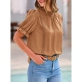 thumbnail image 6 of Biezeib Women's Summer Lace Crochet Tops Short Puff Sleeve Ruffled Collared Blouse Elegant Shirts Clubwear, 6 of 6