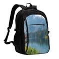 thumbnail image 1 of Disketp Majestic Deer Mountain Lake Mochila de Viaje Estampada para Laptop con Puerto de Carga USB, Mochila Impermeable para Computadora – Regalo para Hombres y Mujeres, 1 of 7