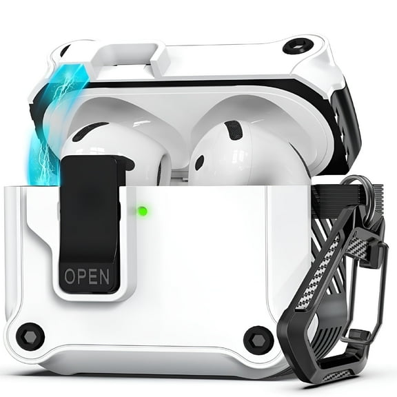 GJX Case for 4th Generation Earbuds, Strong Drop Protection, Auto-Open Series, Black