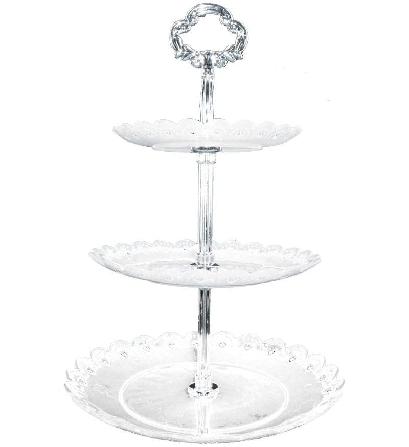 With Handle 3 Tier Plastic Cake Stand Serving Fruit Cupcake Dessert Party Wedding Decoration As A Plate And Com - 3 Tier Cake Stand Mr Diy