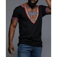 thumbnail image 2 of Sherrylily Men African Dashiki T Shirt Tribal Floral Print V Neck Mens Slim Fit Shirts Tops, 2 of 4