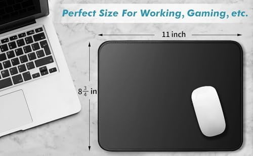 TONOS Mouse Pad 3 Packs, Basic Black Mouse Pad for Desk 11 x 8 3/4 x 1/8 in with Urtra-Smooth Surface, Stitched Edges and Non-Slip Rubber Base. Computer Mouse Pads for Laptop & PC, Gaming & Working.