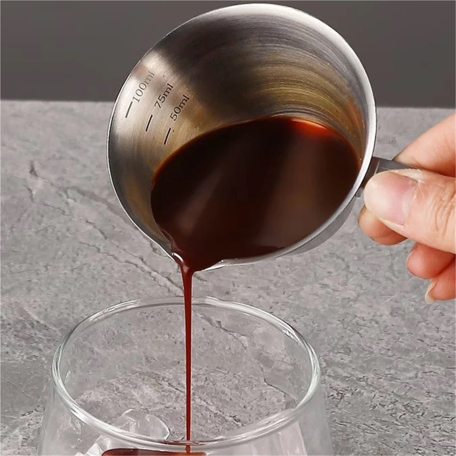 Espresso cup 100ML Espresso Extraction Cup 304 Stainless Steel Extraction Cup With Guide Spout Practical Ounce Cup
