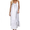 thumbnail image 1 of Uootdi Robes de Plage pour Femmes à Bretelles Spaghetti Sans Manches à Volants Unies Robes Maxi Vacances Légères Fluides en Lin Cadeau, 1 of 5