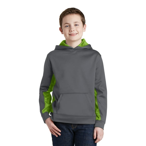 Sport-Tek YST239 Youth Sport-Wick CamoHex Fleece Colorblock Hooded Pullover, Boys Hoodies and Sweatshirts