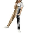 thumbnail image 3 of JTSRKL Girls Striped Jumpsuits Cute Summer Sleeveless Spaghetti Strappy Long Pants Kids Overalls Loose Fit Casual Color Block Print Rompers with Side Pockets Brown 11-12 Years, 3 of 9