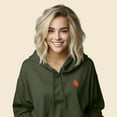thumbnail image 4 of Dalix Strawberry Embroidered Fleece Cropped Hoodie Cold Fall Winter Women in Military Green 2XL XX-Large, 4 of 5
