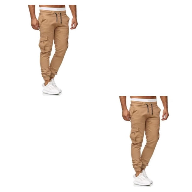 Sonducket Pantalones de hombre Reemplazo de color sólido Elegante Fácil de combinar Cintura media Oficina en casa Pantalón largo Ropa Caqui Caqui XXXL 2piezas