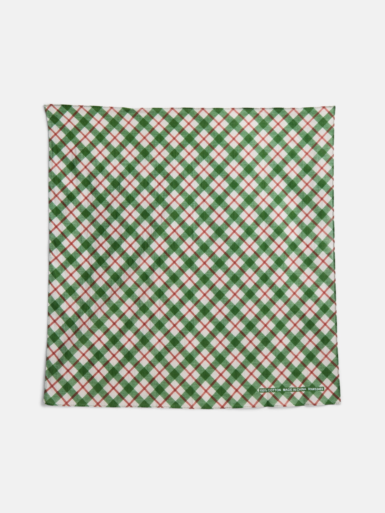 Holiday Time Woven Winter Plaid Bandana, Once Size, Ivory/Multi, Cotton
