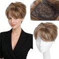 thumbnail image 1 of Yanonmyfd Short Hair Topper for Women Boost Volume,Clip in Textured Wavy Topper Hairpiece Synthetic Fibers with Breathable Rose Base 6.5x6.5 Inch T4-88# Salt-and-Pepper Gray Wiglet Hairpice for Mom, 1 of 14