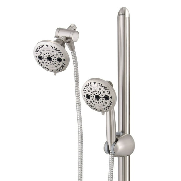 Oxygenics Easy Slide Bar with Force 10-Setting Combo Shower Head Brushed Nickel