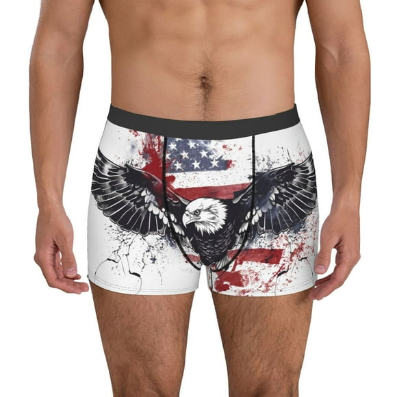 Saiise American Flag Eagle Art Print Men’s Boxer Briefs, Soft and Comfortable Underwear with Moisture-Wicking Fabric for All-Day Wear-Medium