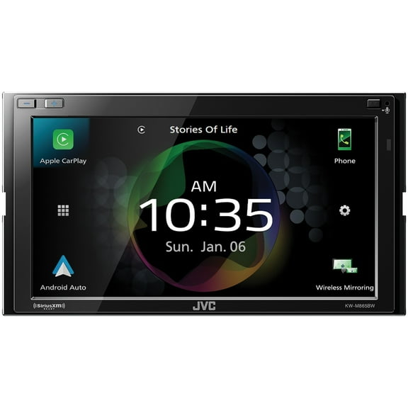 JVC Mobile KW-M865BW 6.8-Inch Double-Din In-Dash All-Digital Media Receiver With Bluetooth, Apple Carplay, Android Auto, And Siriusxm Ready