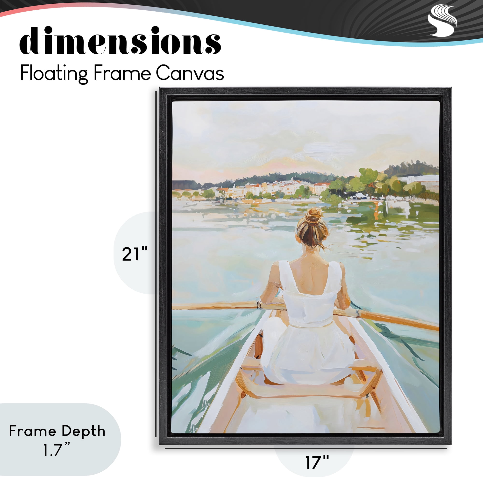 Stupell Industries Girl In Peaceful Canoe Ride Black Framed Floater Canvas Wall Art, design by The Prints Vibe