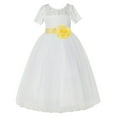 thumbnail image 2 of Ekidsbridal Girl Pageant Flower Girl Dress - Ivory Illusion Lace Short Sleeve LG2T-A (Size: 2-12), 2 of 3
