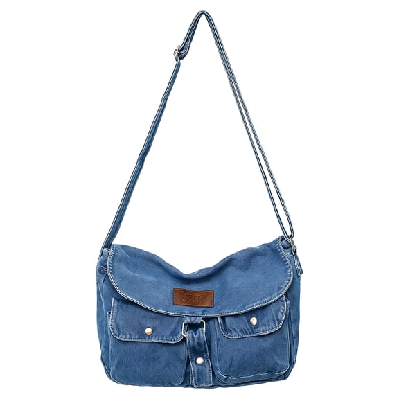 AOMRCOL Denim Crossbody Bags for Women,Shoulder Bag with Adjustable Strap,Vintage Casual Denim Bag,Women's Crossbody Handbags,Blue