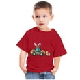 thumbnail image 2 of Penkiiy Toddler Girl Happy Easter Day Shirt Bunny Rabbit Hip Hop Outfit Egg Hunt Tshirt Short Sleeve Clothes Kid Tee Top 4 Years Red, 2 of 6