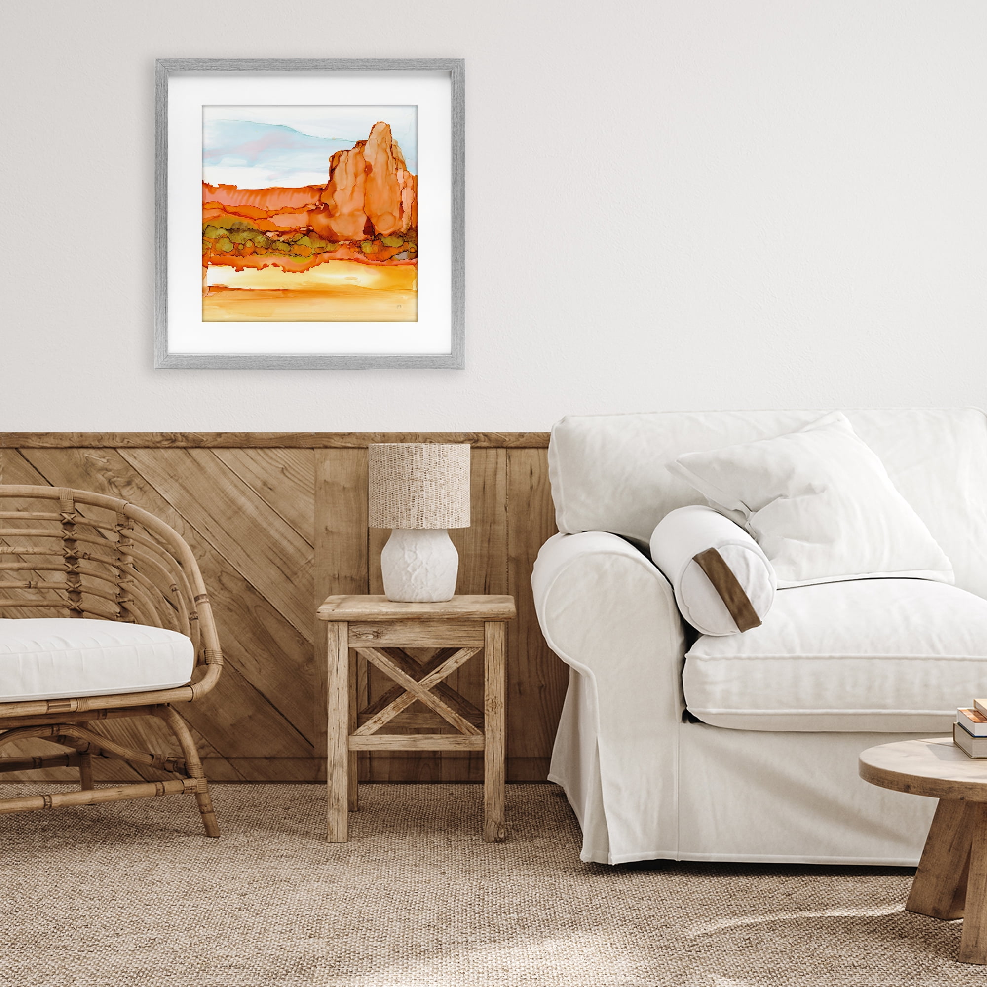 Stupell Industries Earthy Desertscape Illusion Gray Framed Print Under Glass, design by Chris Paschke