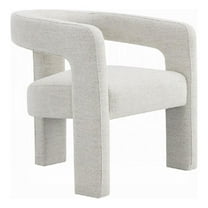 Side Dining Chair Set of 2- Textured Off White Boucle- Curved Back