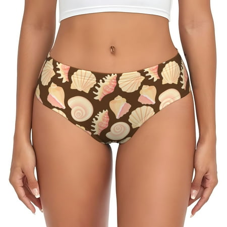 Womens Underwear - Conch Shells Print No.9052 No Show Seamless Underwear for Women  Soft Comfort Stretch Women s Panties  Hipster Ladies Panties Bikini Underwear Briefs