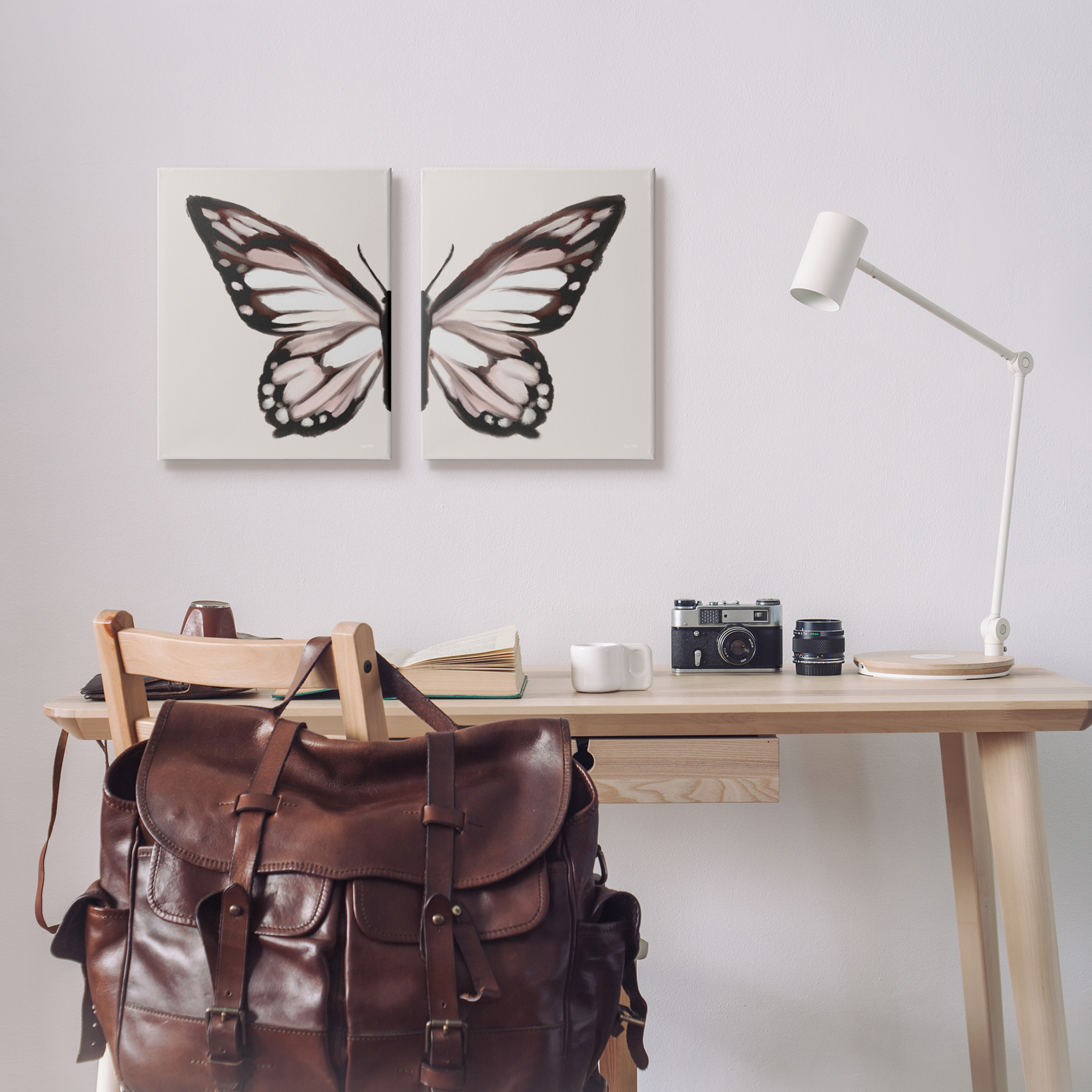 Stupell Muted Symmetrical Butterfly Wings Animals & Insects Painting Gallery Wrapped Canvas Print Wall Art, Set of 2