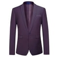 thumbnail image 3 of Cloudstyle Men's Solid Color Single-Breasted One-Button Suit Set (Jacket + Pants) with Side Vents - Slim Fit Spring Formal Wear Two-Piece, 3 of 11