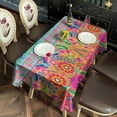 thumbnail image 6 of Colorful Pioneer Flower Pattern Rectangle Tablecloth 60"x120",Waterproof Polyester Rectangle Table Cloth, Wipeable Spillproof Polyester Tablecloth for Dining, Camping, Indoor and Outdoor, 6 of 6