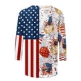 thumbnail image 3 of Women's 3/4 Sleeve American Flag Print T-Shirt Casual Round Neck Patriotic Shirt Top for Independence Day, 3 of 4