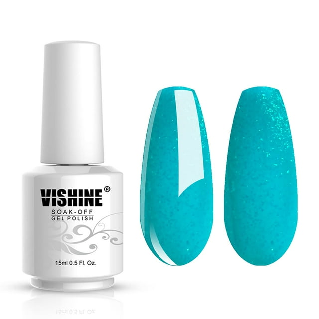 Esmalte de uñas en gel Vishine Gelpolish, color brillante, secado rápido, UV LED, manicura profesional, cian perla (1602)