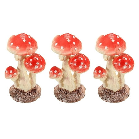 

4pcs Adorable Mushroom Toadstool Miniature Fairy Garden Terrarium Figurine House Layout Decor (3 Head Red 3 x 2.6 x 5cm)