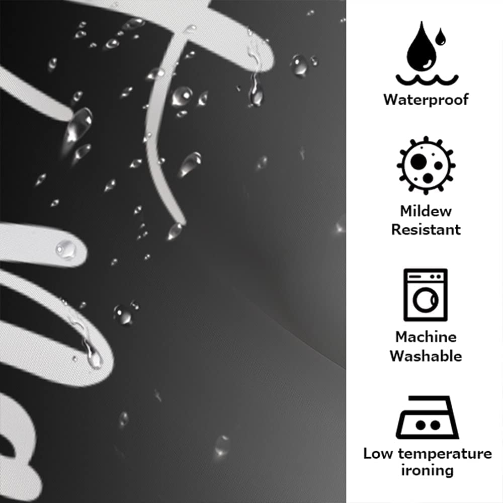 Shower Curtain Funny Cute Get Naked White Words Black Background Simple Design Machine Washable Fabric Bathroom Decor Set with Hook Bath Curtain 72 x 72 inches
