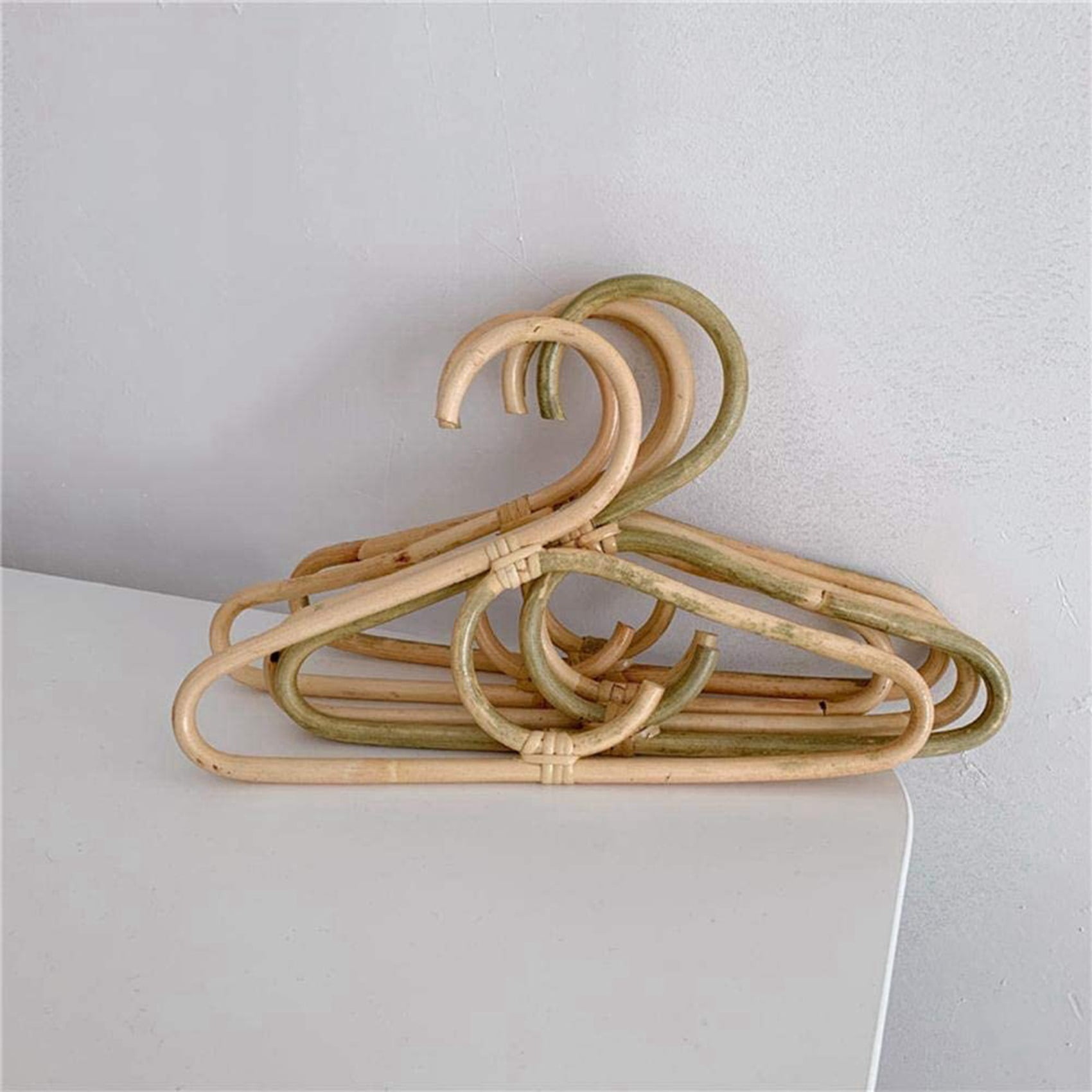 6Pcs Rattan Clothes Hanger Nordic Style Kids Garments Organizer Rack Children Room Decor Hangers for