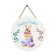thumbnail image 4 of Letrero redondo de Pascua para puerta con diseño de conejo de madera y reverso de cuerda de yute rústica. Estilo A, 4 of 9