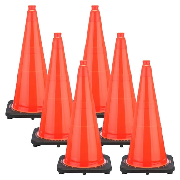 28 Inch Traffic Orange Traffic Cones (6 Pk)