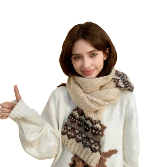 Winter Scarf for Women Isle Wool Knitted Artistic High End Warm Cold Proof Warm Scarf