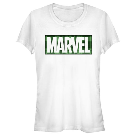 Junior's Marvel St. Patrick's Day Green Marvel Logo  Graphic Tee White Large
