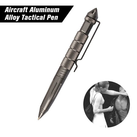 - B2 Tactical Pen Self Defense from Badass EDC Tool Grade Weapon Aircraft Aluminum Glass Breaker (Diamond-shaped Attack Head) + Ballpoint Pen + 1 Ink Cartridge + Gift Boxed Gray