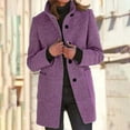 thumbnail image 2 of Women's Autumn Winter Vintage Solid Color Button Up Stand Collar Wool Coat winter clothing for women, 2 of 4