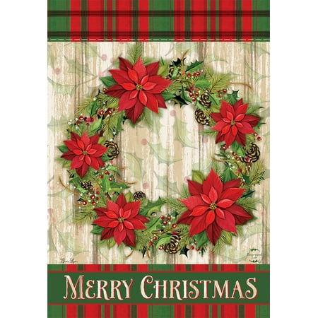 Briarwood Lane Poinsettia Wreath Christmas Garden Flag