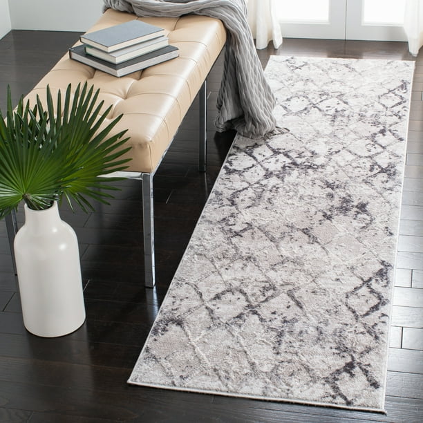 SAFAVIEH Amelia Roslyn Abstract Distressed Runner Rug, Grey/Light Grey