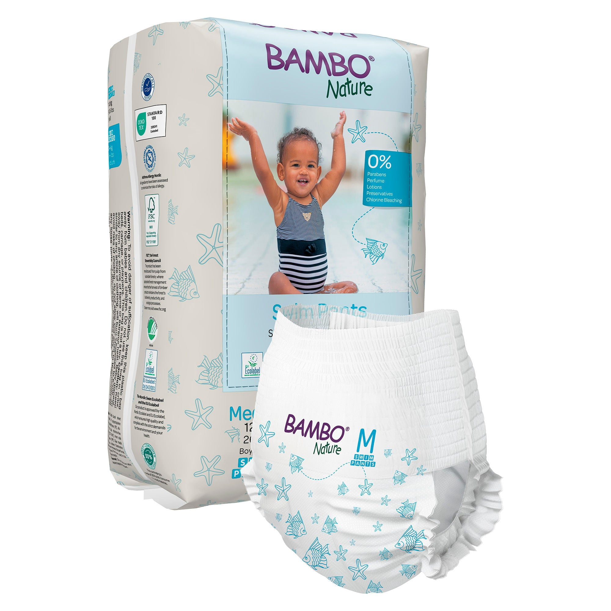 Bambo Nature Baby Swim Diaper Medium, 26 lbs. and Up 1000024402, 12 Ct