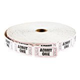 MACO Single Roll - Admit One - Tickets, 1 x 2 Inches, White, 2000 Per Roll